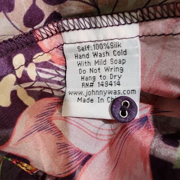 Nwt Johnny Was Silk tunic size Small - Picture 5 of 6